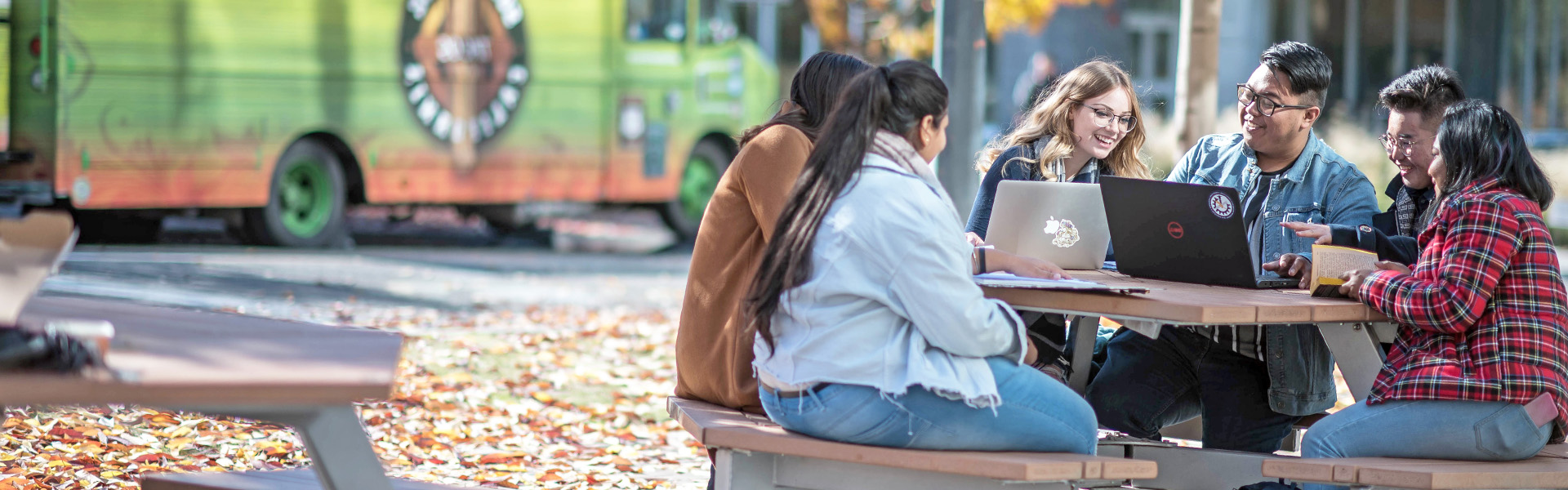 Photo of students collaborating on campus