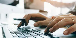 person typing