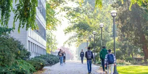 People walking on a path in UBC Vancouver Campus