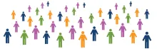 Graphic of people icons in different colours and sizes
