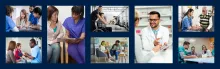 Photo collage of healthcare professionals and patients