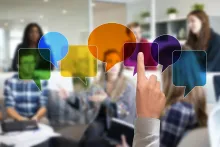 Photo of people in a group discussing health research