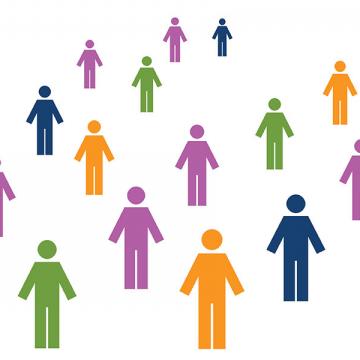 Graphic of people icons in different colours and sizes